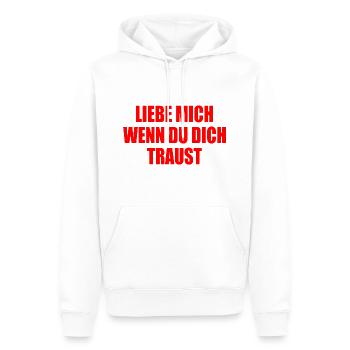 Liebe mich wenn du dich traust - Männer Premium Bio Hoodie - Weiß - Vorne - Nico (187cm)