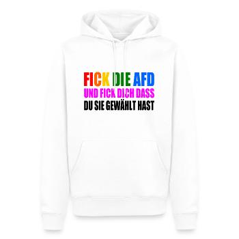 fick die afd und fick dich dass du sie gewählt has - Männer Premium Bio Hoodie - Weiß - Vorne - Nico (187cm)