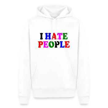 I hate people - Männer Premium Bio Hoodie - Weiß - Vorne - Nico (187cm)