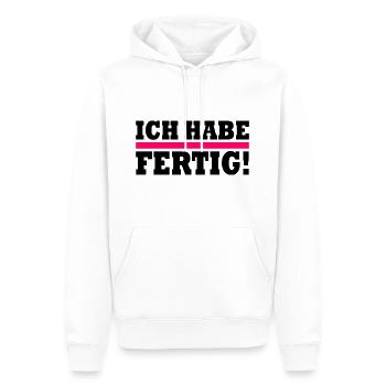 Ich habe fertig - Männer Premium Bio Hoodie - Weiß - Vorne - Nico (187cm)