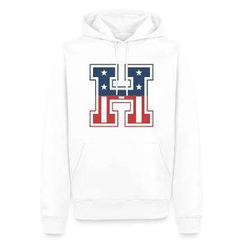 Lettre H États-Unis - Sweat à capuche Premium bio Homme - blanc - Devant - Nico (187cm)