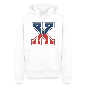 Lettre X États-Unis - Sweat à capuche Premium bio Homme - blanc - Devant - Nico (187cm)