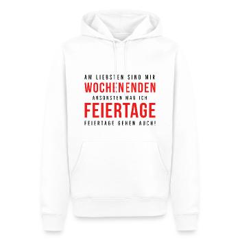 Am liebsten sind mir Wochenenden/ Feiertage - Männer Premium Bio Hoodie - Weiß - Vorne - Nico (187cm)