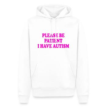 please be patient i have autism - Men’s Premium Organic Hoodie - white - Front - Nico (187cm)