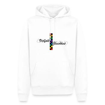 Vielfalt und Gleichheit | Design Regenbogenflagge - Männer Premium Bio Hoodie - Weiß - Vorne - Nico (187cm)