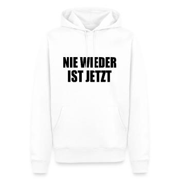 Nie wieder ist jetzt - Männer Premium Bio Hoodie - Weiß - Vorne - Nico (187cm)