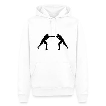 Einheit durch Farben! Zwei bunte Boxfiguren im Gle - Männer Premium Bio Hoodie - Weiß - Vorne - Nico (187cm)