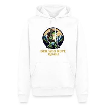 Der Weg ruft Frosch Wanderlust Design - Männer Premium Bio Hoodie - Weiß - Vorne - Nico (187cm)