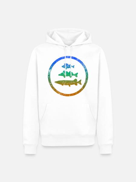 Circle Hecht Barsch Zander - Männer Premium Bio Hoodie - Weiß