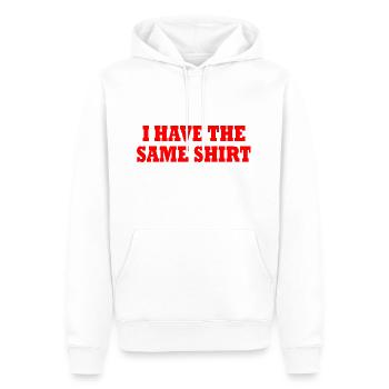 i have the same shirt - Sweat à capuche Premium bio Homme - blanc - Devant - Nico (187cm)