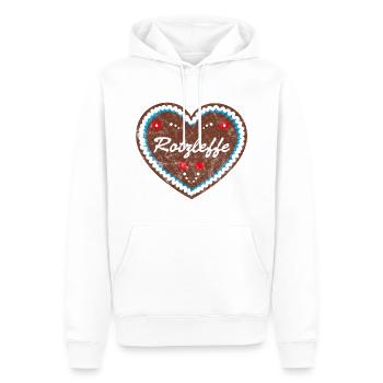 Lebkuchenherz "Rotzleffe" grunge look - Männer Premium Bio Hoodie - Weiß - Vorne - Nico (187cm)