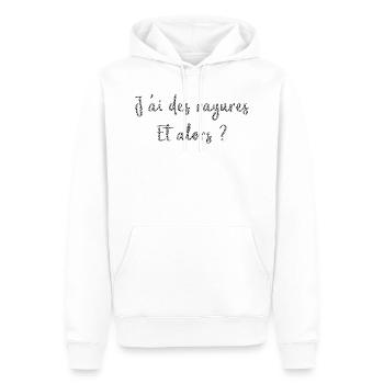 J ai des rayures et alors ? Collection Zen & Zèbre - Sweat à capuche Premium bio Homme - blanc - Devant - Nico (187cm)