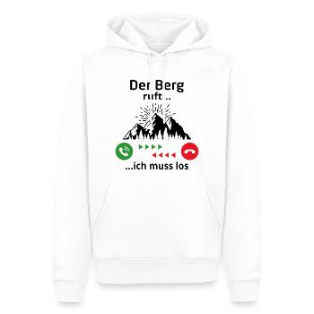 Der Berg ruft ich muss los - Männer Premium Bio Hoodie - Weiß - Vorne - Nico (187cm)