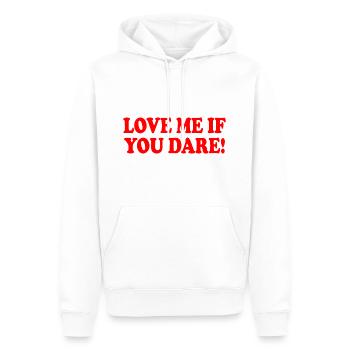 Love me if you dare - Männer Premium Bio Hoodie - Weiß - Vorne - Nico (187cm)