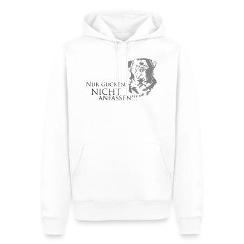 Nur gucken, nicht anfassen - Männer Premium Bio Hoodie - Weiß - Vorne - Nico (187cm)
