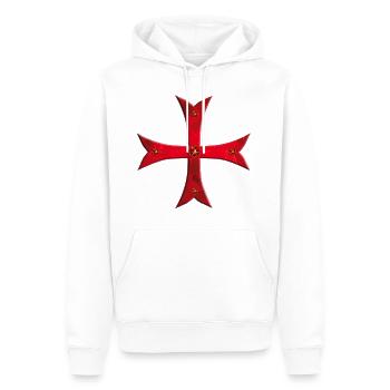 Templer Kreuz Rubinen rot - Männer Premium Bio Hoodie - Weiß - Vorne - Nico (187cm)