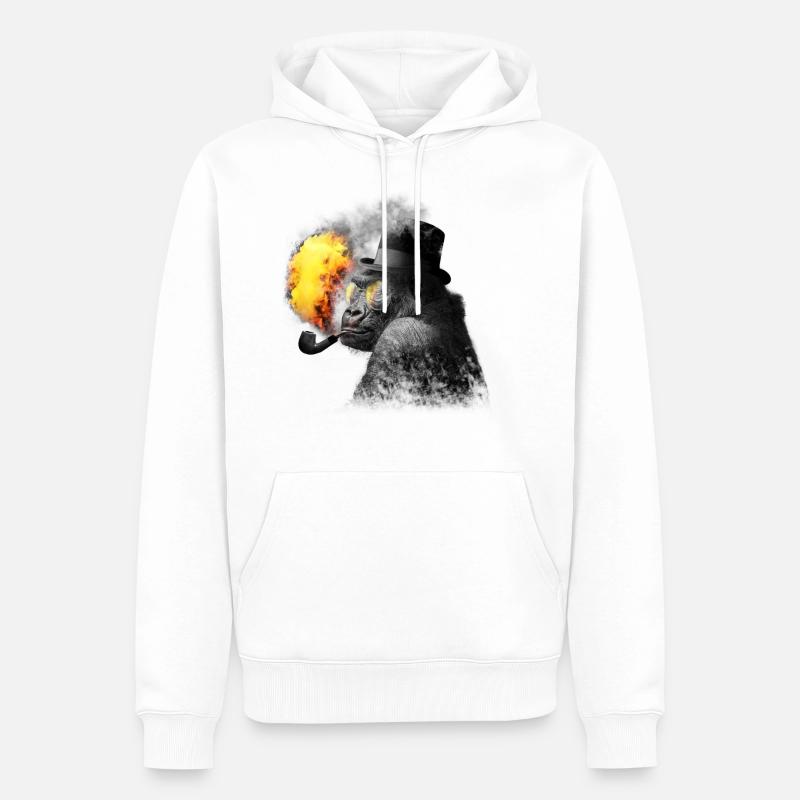 Rauchender Affe - Männer Premium Bio Hoodie - Weiß