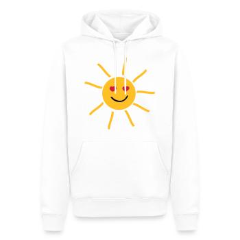 lachende Sonne mit Augen in Herzform - Männer Premium Bio Hoodie - Weiß - Vorne - Nico (187cm)