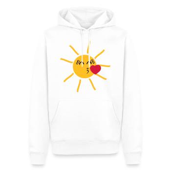 strahlende Sonne mit Kussmund und Herz - Männer Premium Bio Hoodie - Weiß - Vorne - Nico (187cm)