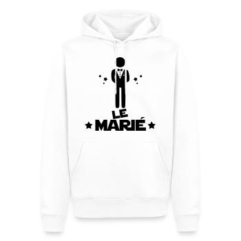 le marié,citations,message,bonhomme - Sweat à capuche Premium bio Homme - blanc - Devant - Nico (187cm)