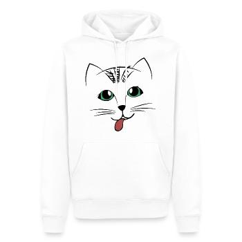 Visage de chat doux avec la langue - Sweat à capuche Premium bio Homme - blanc - Devant - Nico (187cm)