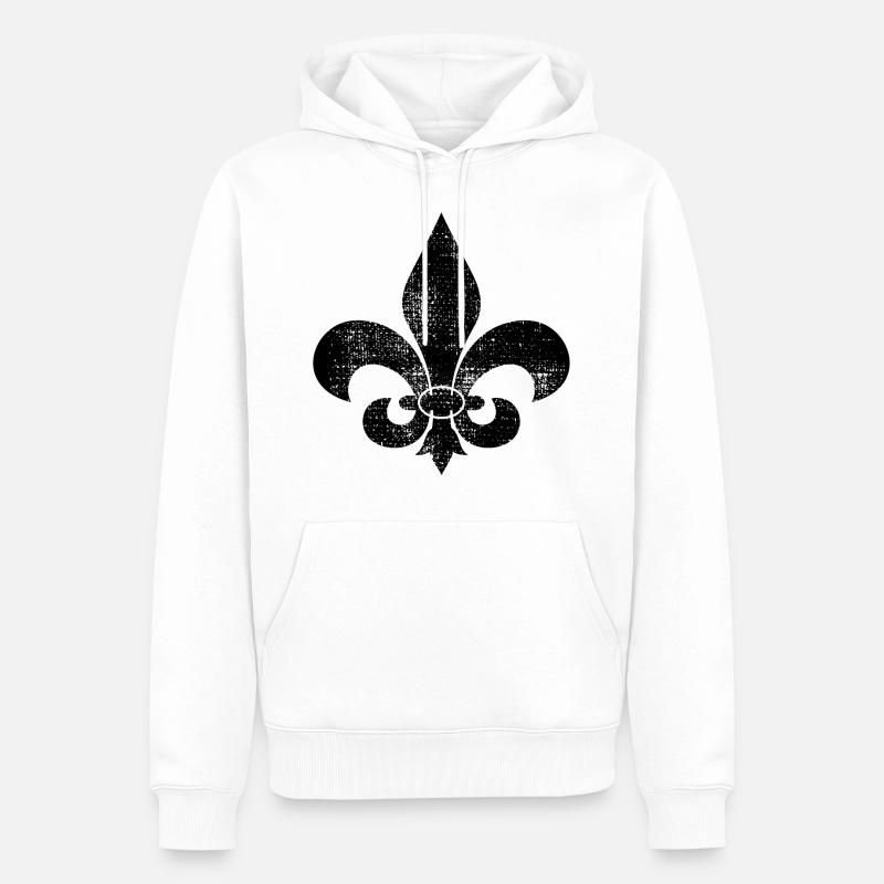 FLEUR DE LIS - Sweat à capuche Premium bio Homme - blanc