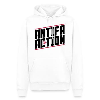 Antifa Action - Männer Premium Bio Hoodie - Weiß - Vorne - Nico (187cm)