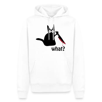 Sang de couteau chat Halloween - Sweat à capuche Premium bio Homme - blanc - Devant - Nico (187cm)