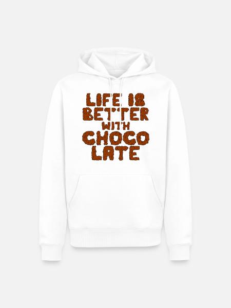 Chocolat de Noël - Paroles drôles - Sweat à capuche Premium bio Homme - blanc