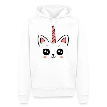 Meowicorn Unicorn Licorne chat enfant chat doux - Sweat à capuche Premium bio Homme - blanc - Devant - Nico (187cm)