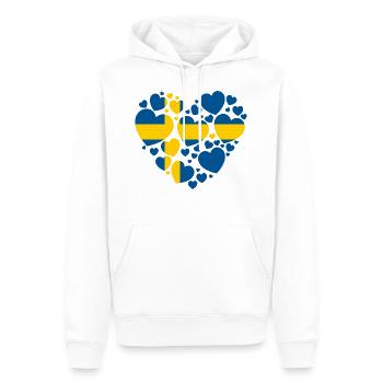SCHWEDEN FAHNE HERZEN LIEBE - Männer Premium Bio Hoodie - Weiß - Vorne - Nico (187cm)