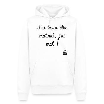 J'ai beau être matinal, j'ai mal ! Les Inconnus - Sweat à capuche Premium bio Homme - blanc - Devant - Nico (187cm)