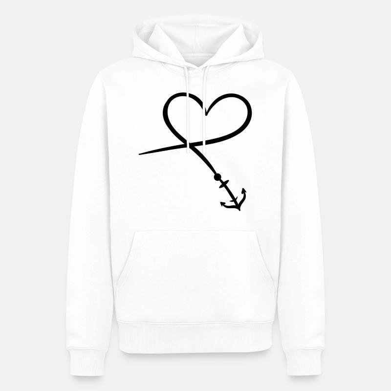 Herz Symbol Anker - Männer Premium Bio Hoodie - Weiß