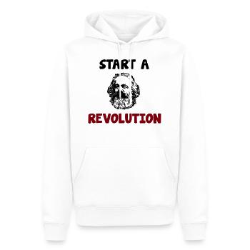 Karl Marx Kommunismus Revolution Spruch - Männer Premium Bio Hoodie - Weiß - Vorne - Nico (187cm)