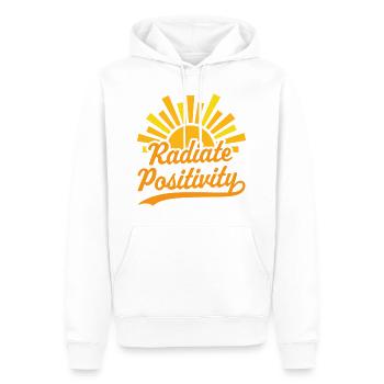 Strahlen Sie Positivität aus - Männer Premium Bio Hoodie - Weiß - Vorne - Nico (187cm)