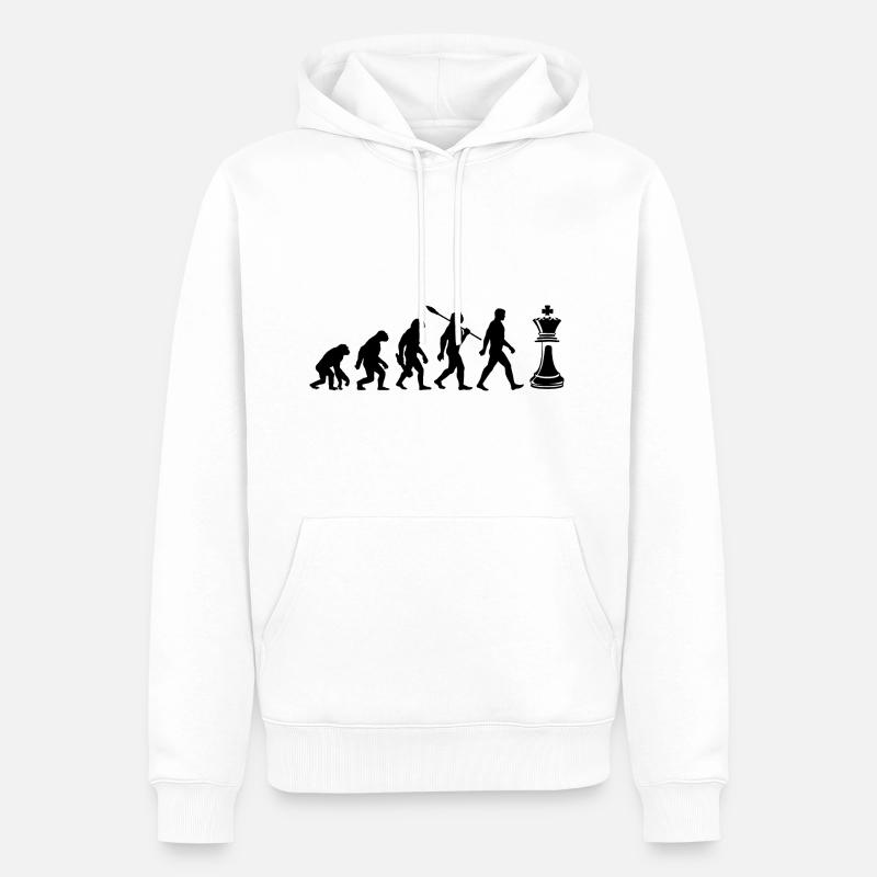 Evolution - Schach - Schachspieler - Männer Premium Bio Hoodie - Weiß