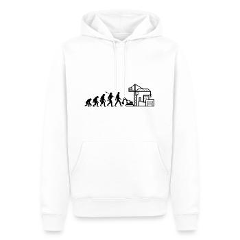 Evolution - Baustelle - Bauarbeiter - Männer Premium Bio Hoodie - Weiß - Vorne - Nico (187cm)