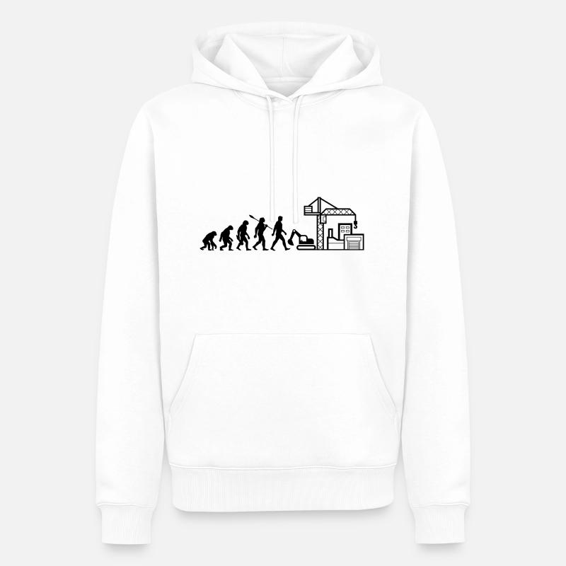 Evolution - Baustelle - Bauarbeiter - Männer Premium Bio Hoodie - Weiß