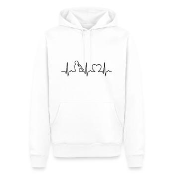 Courbe ECG - Courbe cardiaque - Pouls - Clarinette - Sweat à capuche Premium bio Homme - blanc - Devant - Nico (187cm)