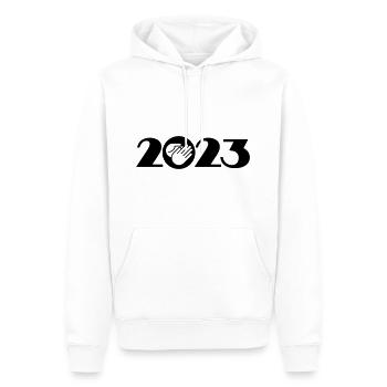The best 2023, clapping hands, winner 2023 - Men’s Premium Organic Hoodie - white - Front - Nico (187cm)