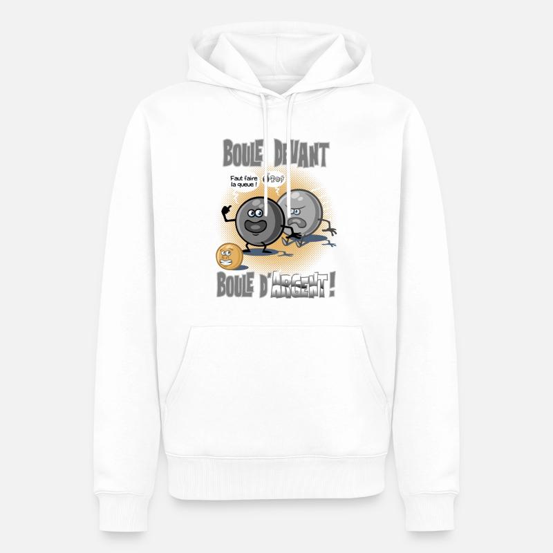 Boule devant boule d'argent - Sweat à capuche Premium bio Homme - blanc