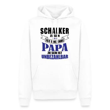 Schalker Papa | Schalke Vatertags Geschenkidee - Männer Premium Bio Hoodie - Weiß - Vorne - Nico (187cm)