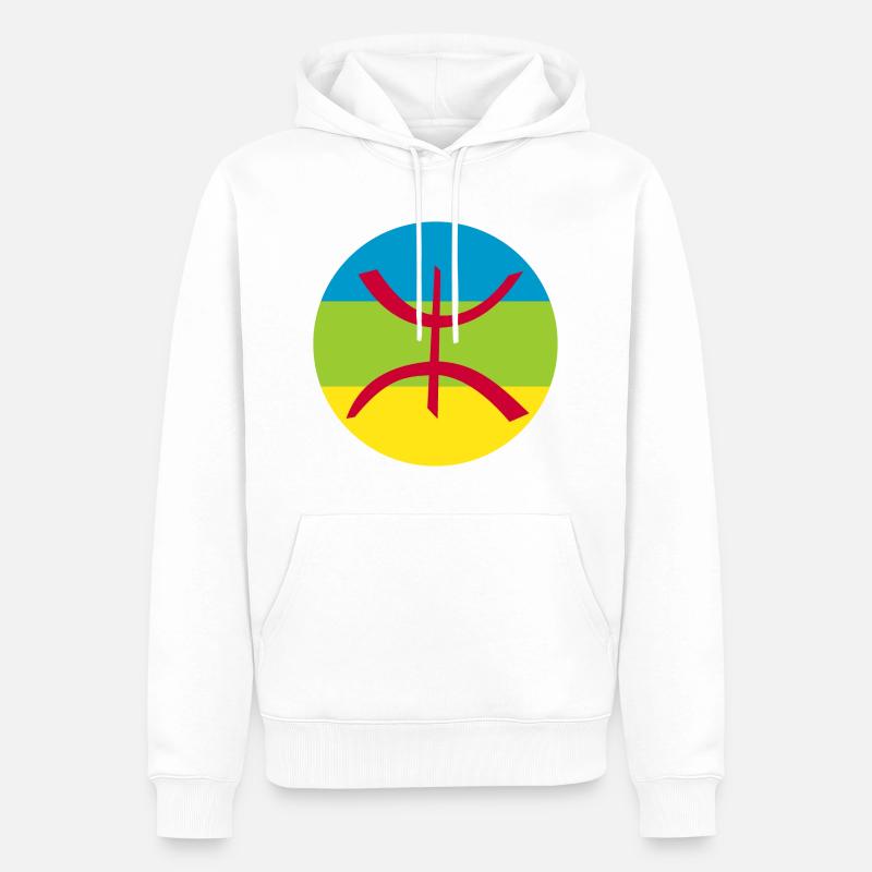 Sticker drapeau berbère cocarde amazigh - Sweat à capuche Premium bio Homme - blanc