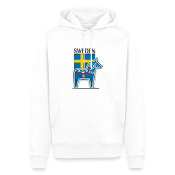 Suède Voyage Souvenir Landmark, drapeau suédois - Sweat à capuche Premium bio Homme - blanc - Devant - Nico (187cm)