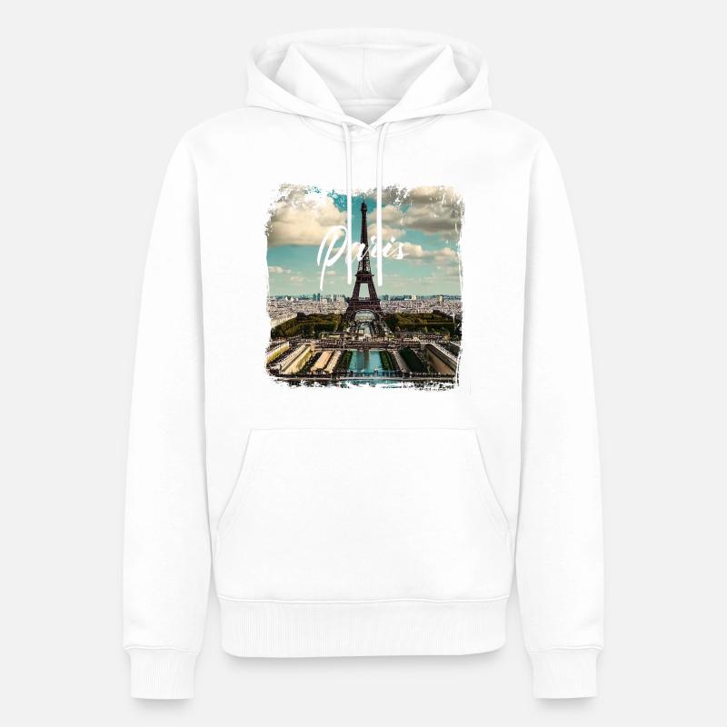 Paris Eiffelturm casual style - Männer Premium Bio Hoodie - Weiß