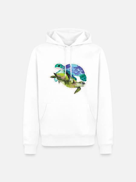 Aquarell Leitfähige Tropfen Schildkröte - Männer Premium Bio Hoodie - Weiß