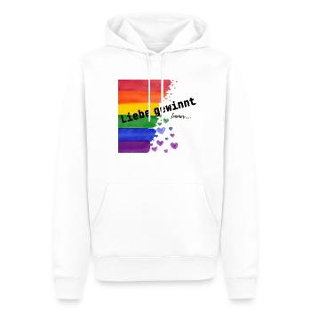Liebe ist Liebe – Regenbogen Pride Design - Männer Premium Bio Hoodie - Weiß - Vorne - Nico (187cm)