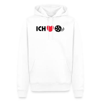 Déclaration de soirée cinéma Heart I Love Cinéma - Sweat à capuche Premium bio Homme - blanc - Devant - Nico (187cm)