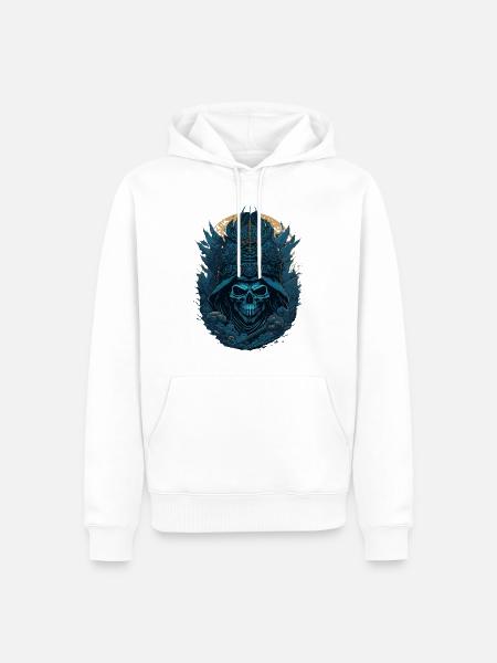 Blauer Samurai Skelett Schädel - Blauer Samurai Schädel - Männer Premium Bio Hoodie - Weiß