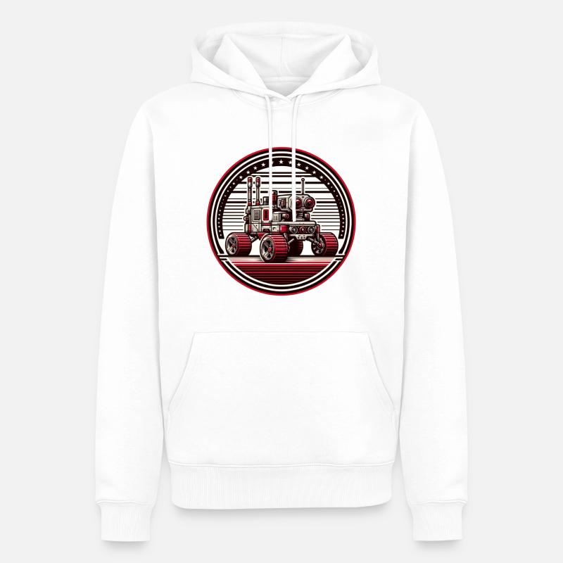 "Himmlischer Entdecker" - Space Rover Abzeichen - Männer Premium Bio Hoodie - Weiß